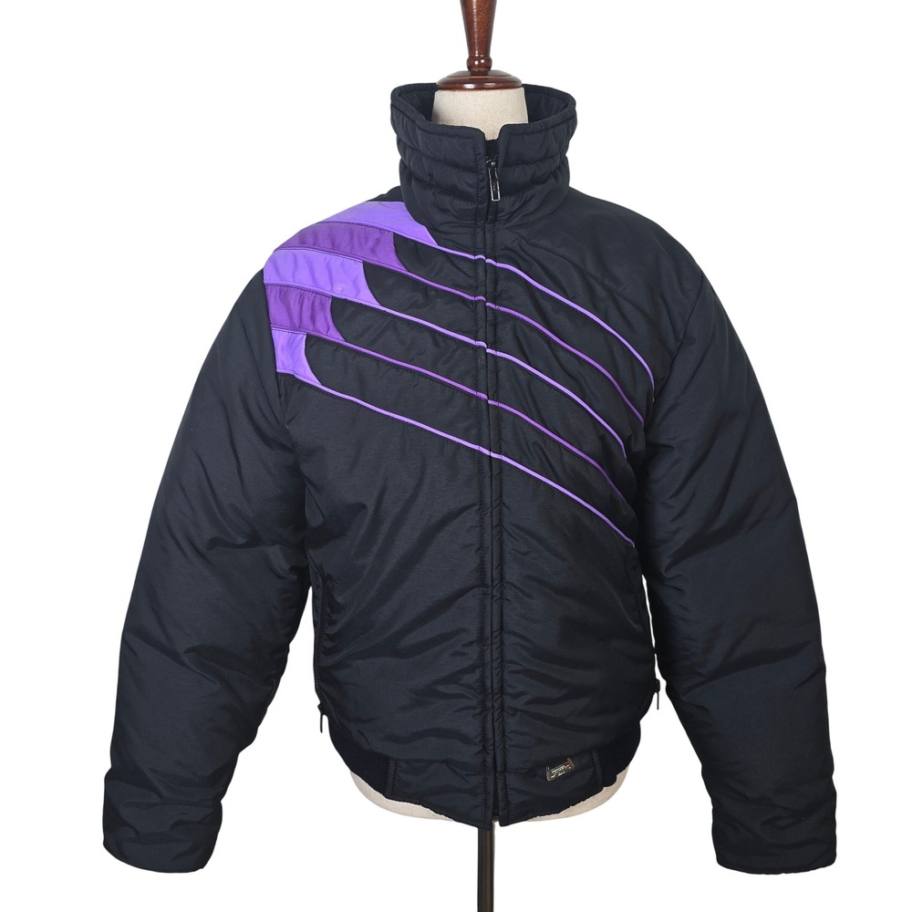 Vintage Snuggler Christie Black Purple Down Puffer Ski Jacket Womens 14